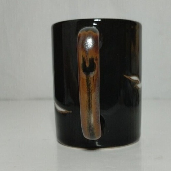 Ceramic Coffee Mug Brown Glazed with Seagull Design Coastal Decor - Picture 3 of 9
